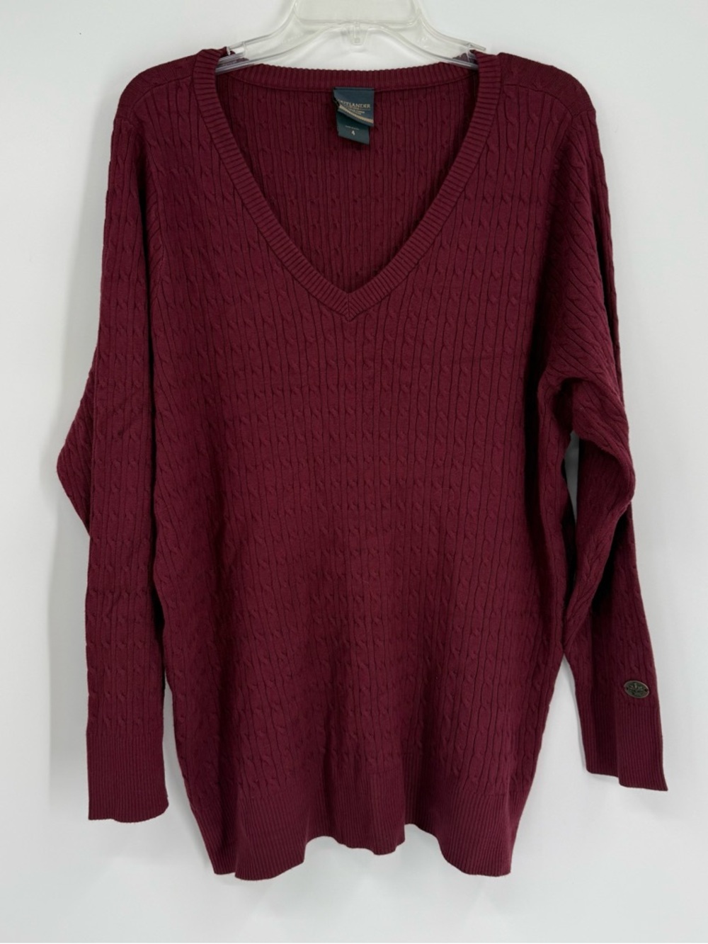 Outlander Torrid Cable Knit Sweater Women’s Size 4X Burgundy Maroon V Neck - Picture 8 of 8